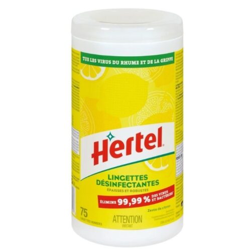 Lingettes HERTEL désinfectantes odeur citron 75 FLS